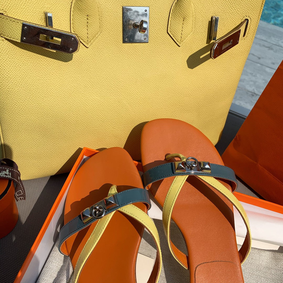 HM Medor Slippers Orange Cowhide 546247