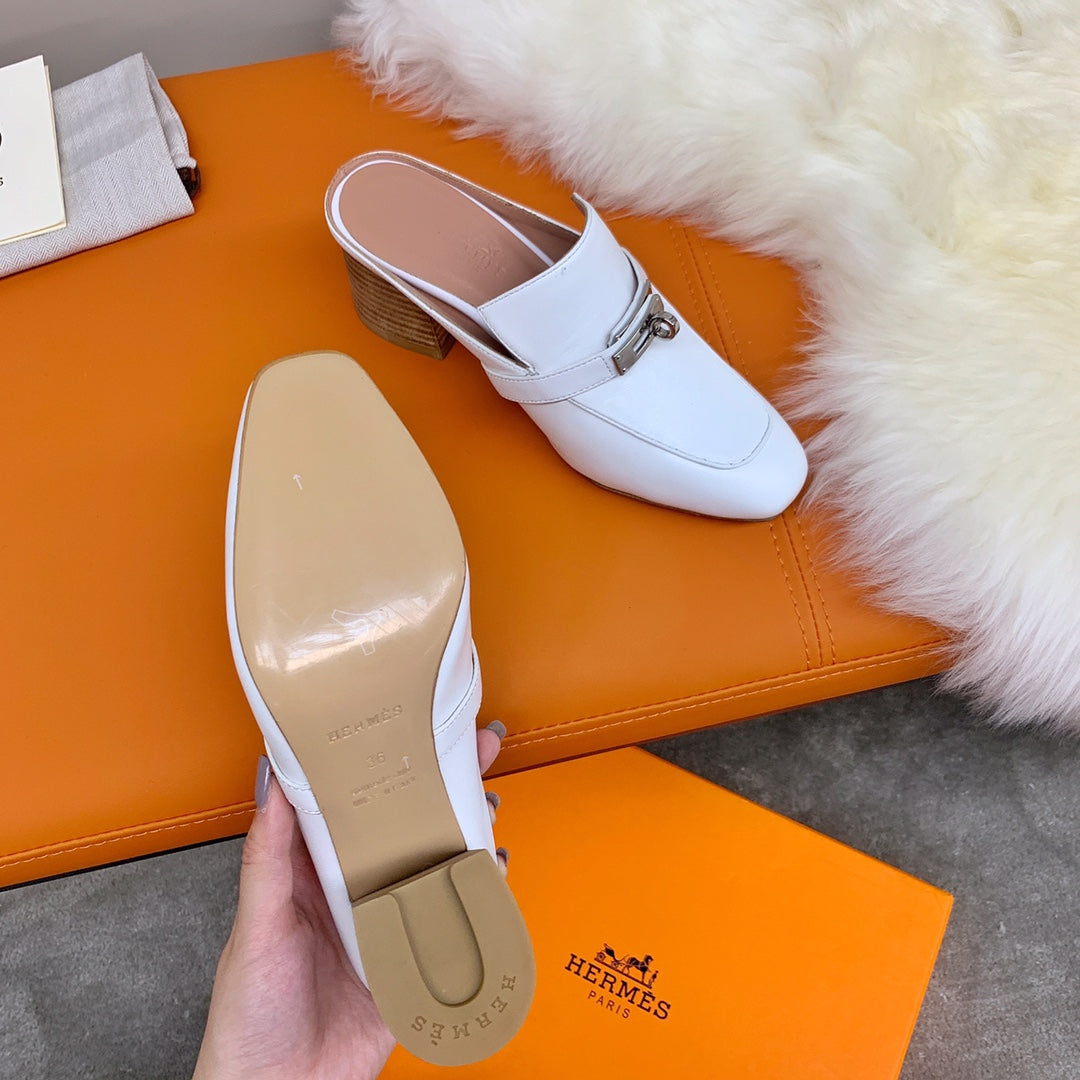 HM Blossom Mule 65mm Off White Sheepskin 546302
