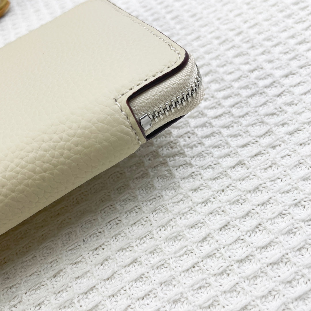 HM Silk'in Classic Wallet 20 Cream Grained Calfskin