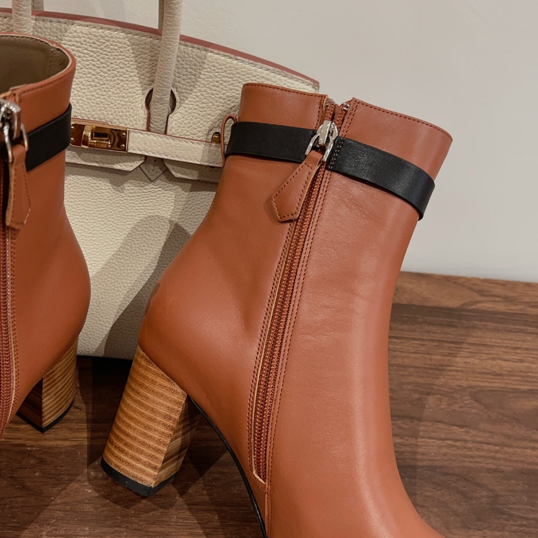 HM Saint Germain Ankle Boot Brown Black Calfskin
