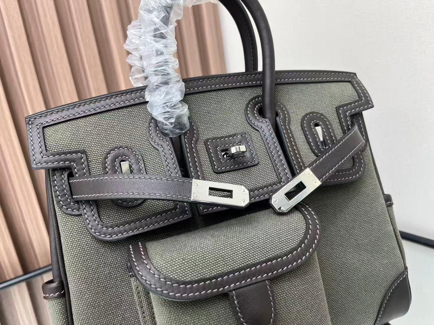 HM Birkin 25 Cargo Olive Green Black Olive Green Black