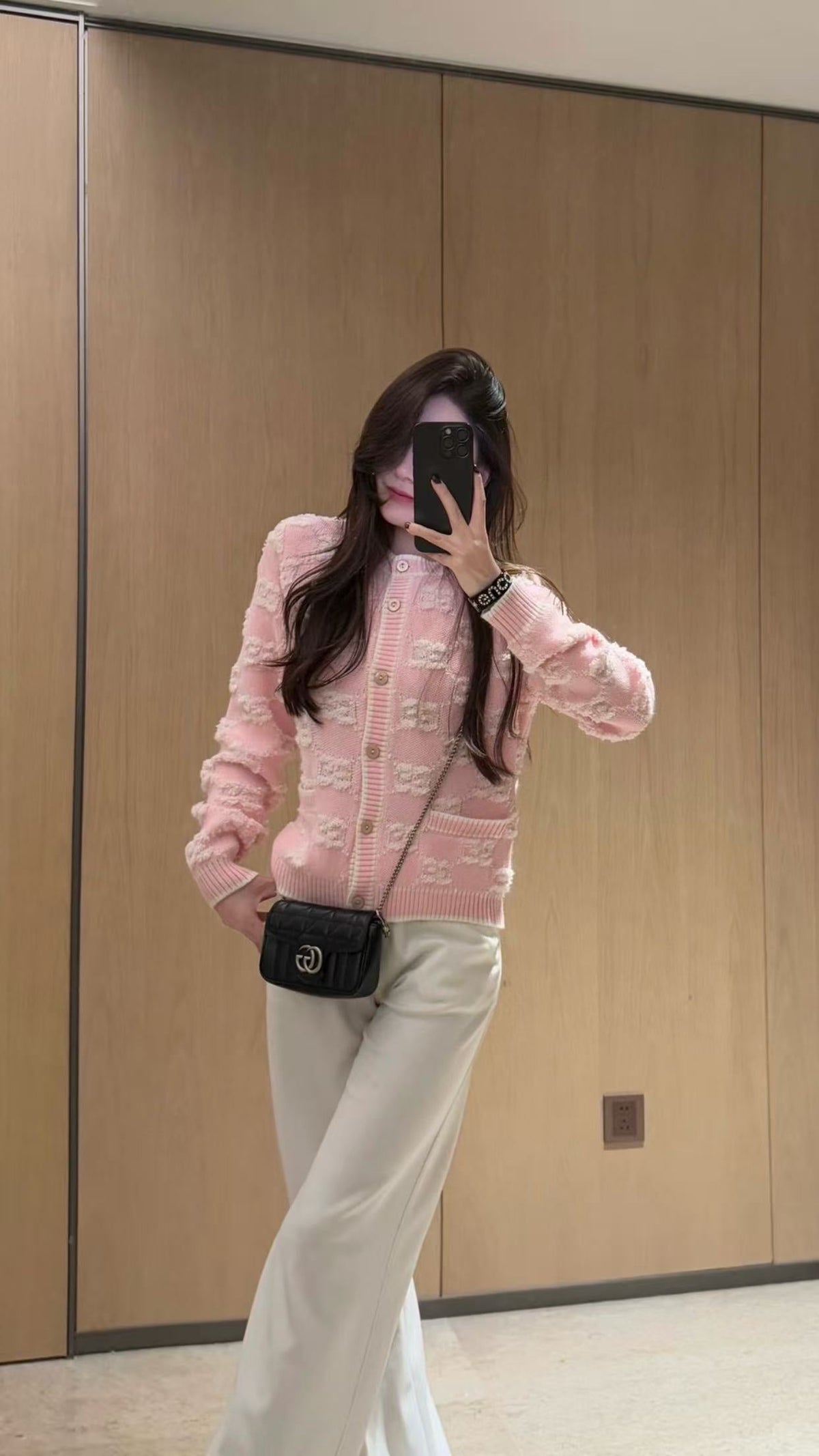 GG 26s Bouclé Jacquard Light Pink Wool