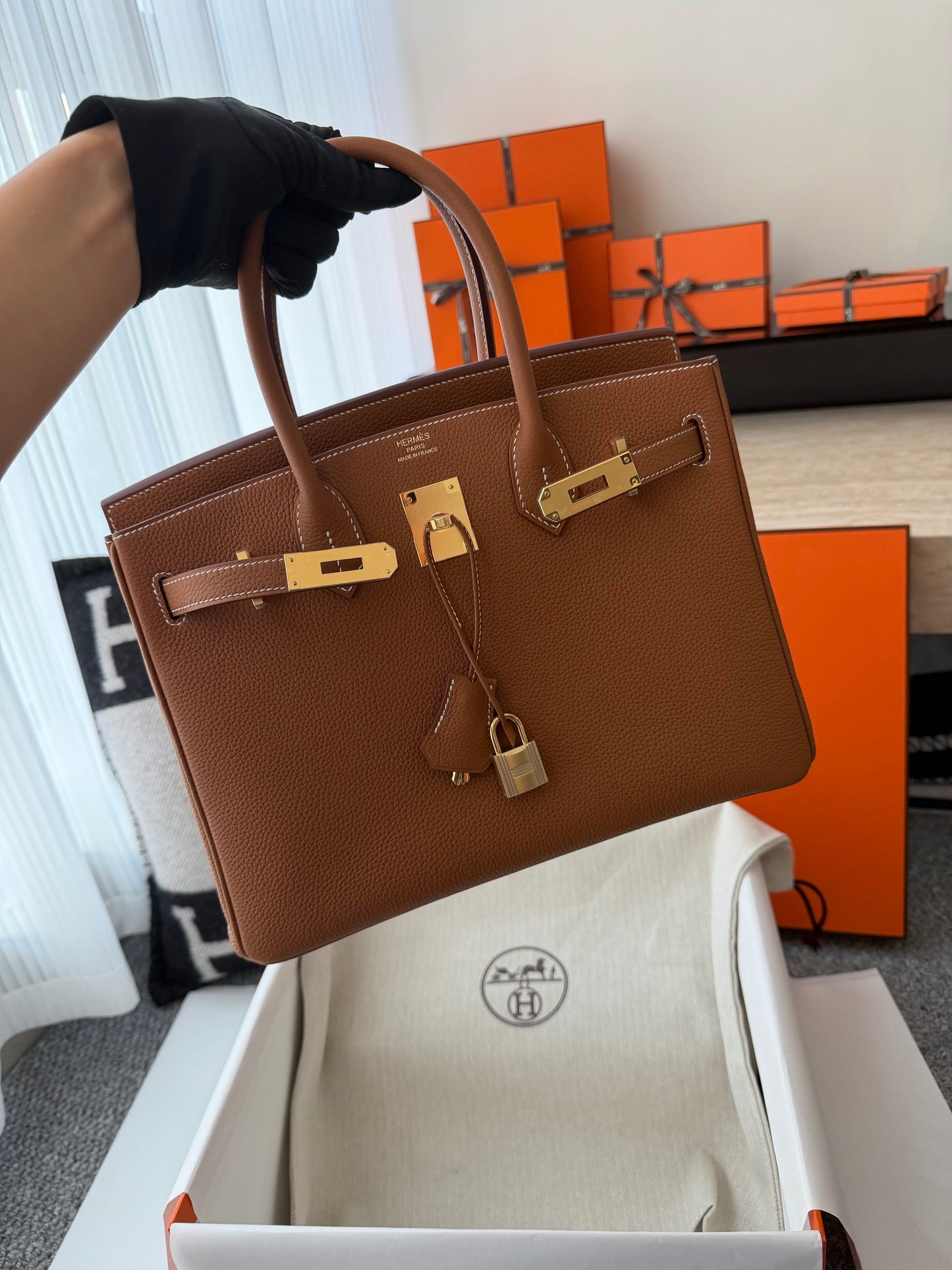 HM BIRKIN 25CM BROWN TOGO LEATHER GOLD HARDWARE (MADE - TO - ORDER)