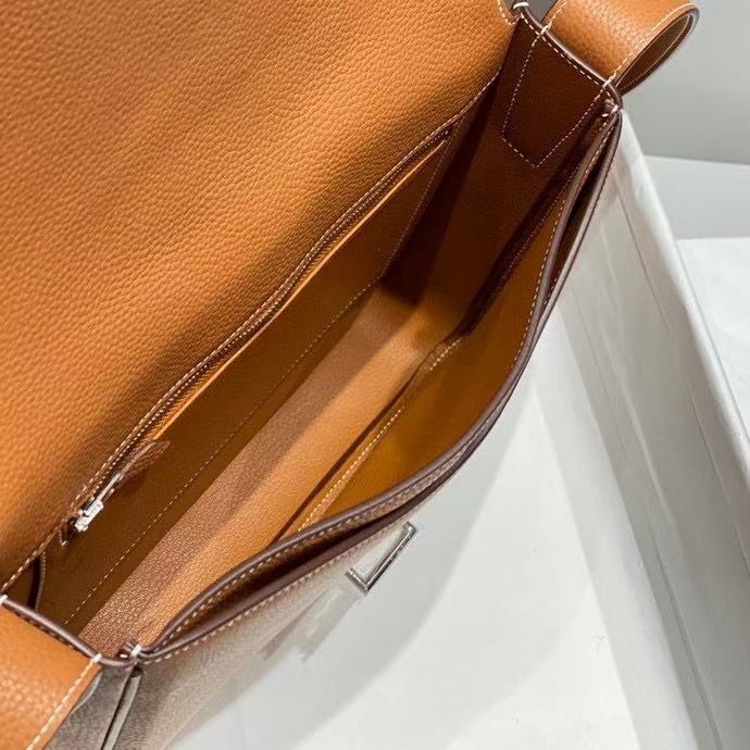 HM 26s Steve Light Junior Messenger Bag Tan Togo Calfskin