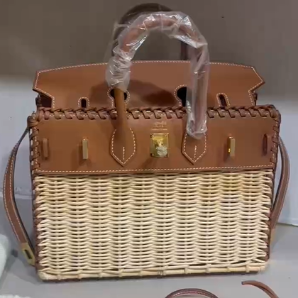 HM BIRKIN 25 CM PICNIC GOLD BAMBOO AND RATTAN GHW