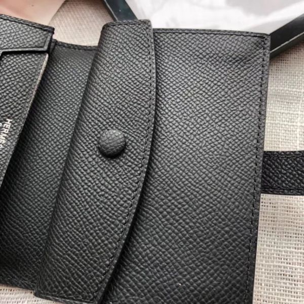 HM Bearn 10cm Mini Wallet In Black Epsom Leather