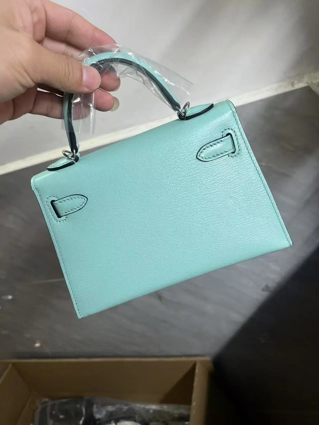 HM 2026 Mini Kelly Bag 20cm Light Turquoise Epsom Leather