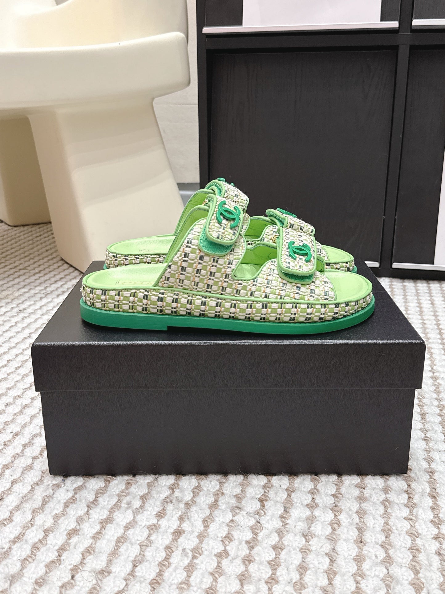 Chanel 2026 Leather Raffia Strap Sandal