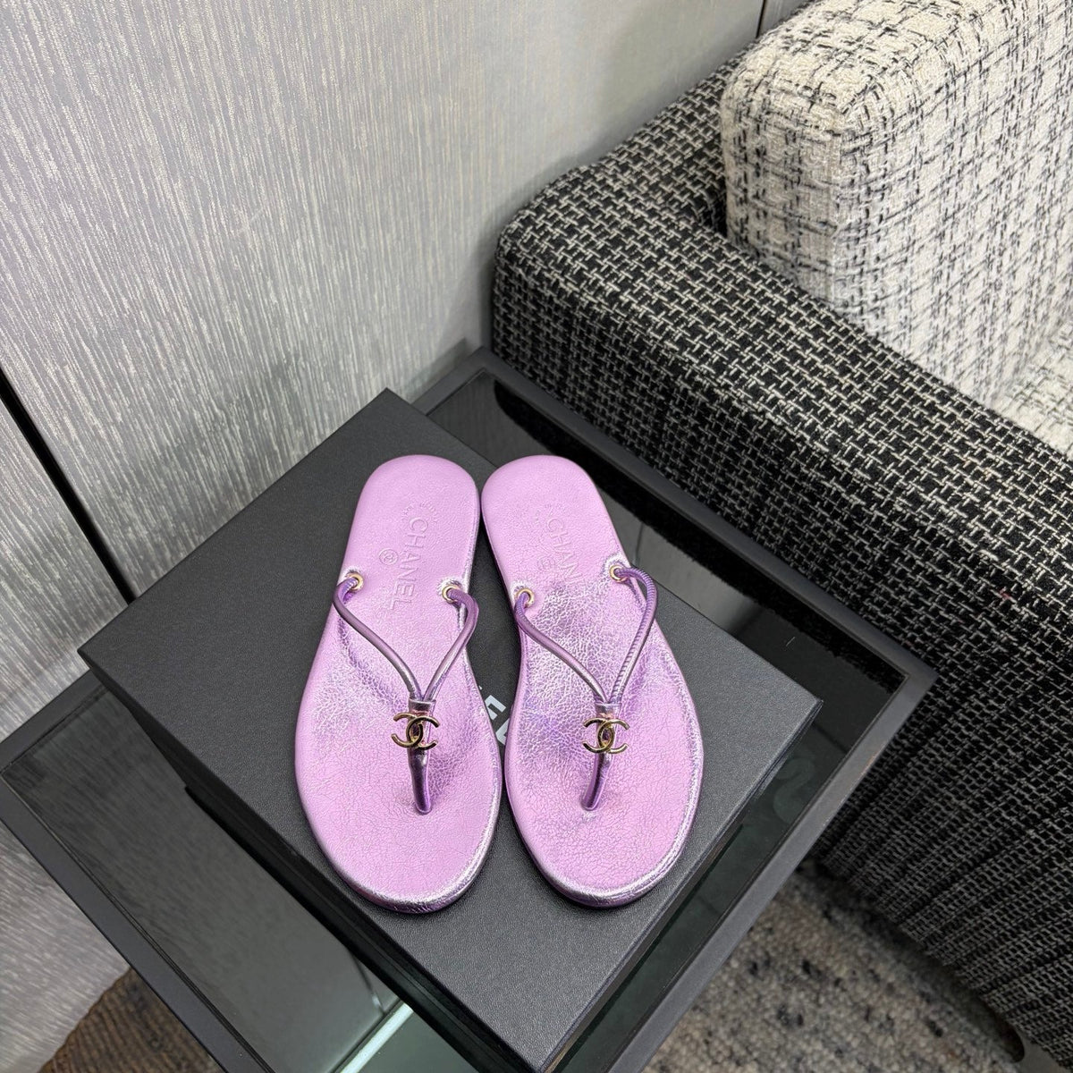 CC 2026 Thong Sandal Purple Metalic Calfskin 826184