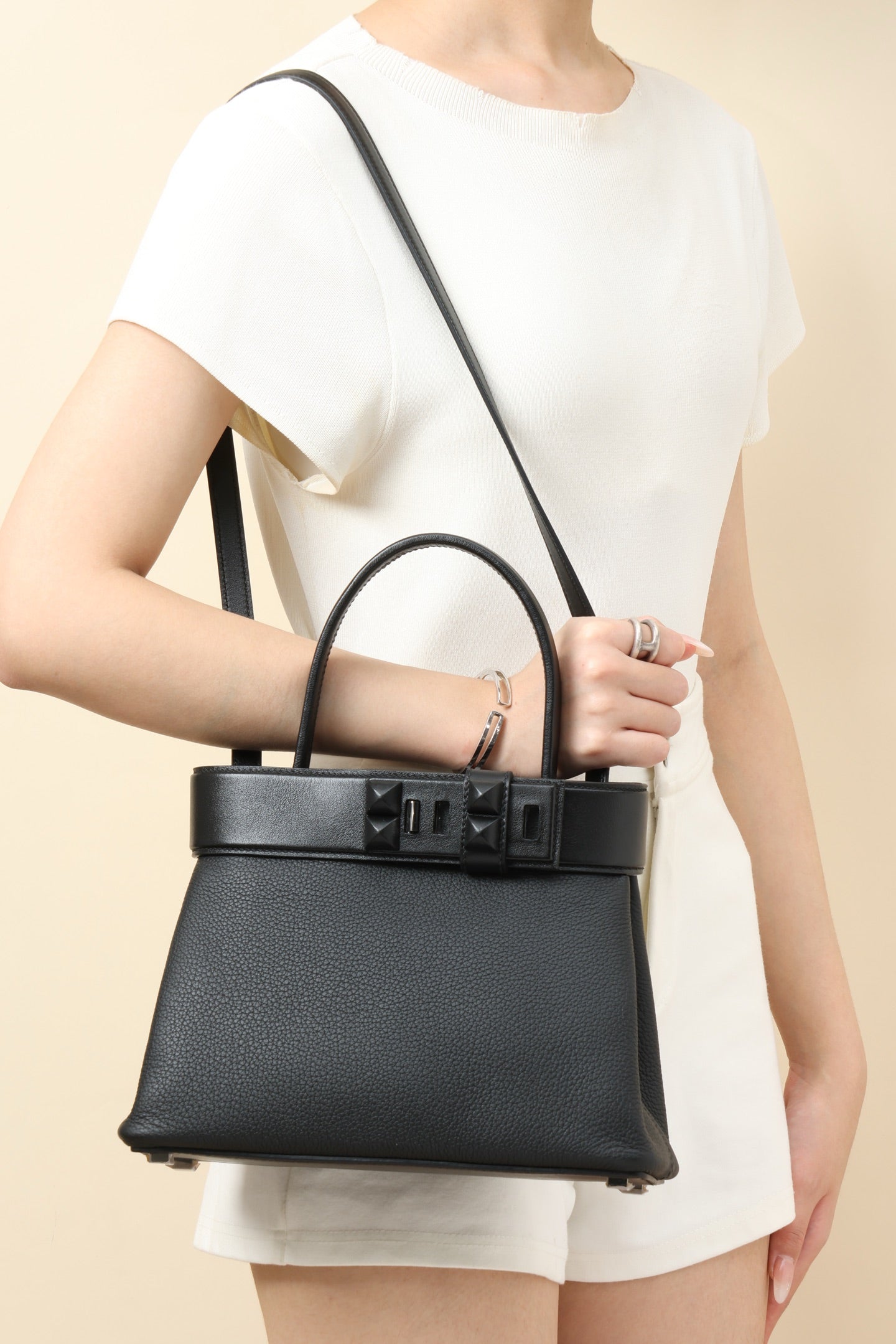 HM Medor Bag With Collier De Chien Clasp Black Togo And Swift Calfskin 269924
