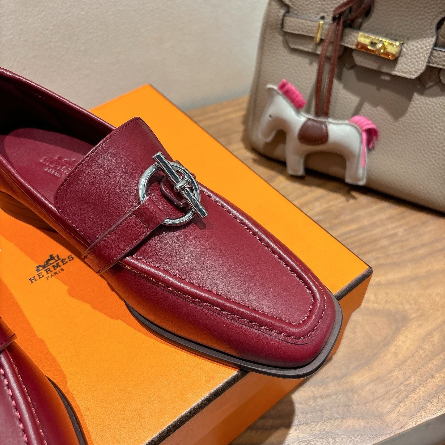 HM Impact Loafers Maroon Cowhide Sliver Hardware 526181