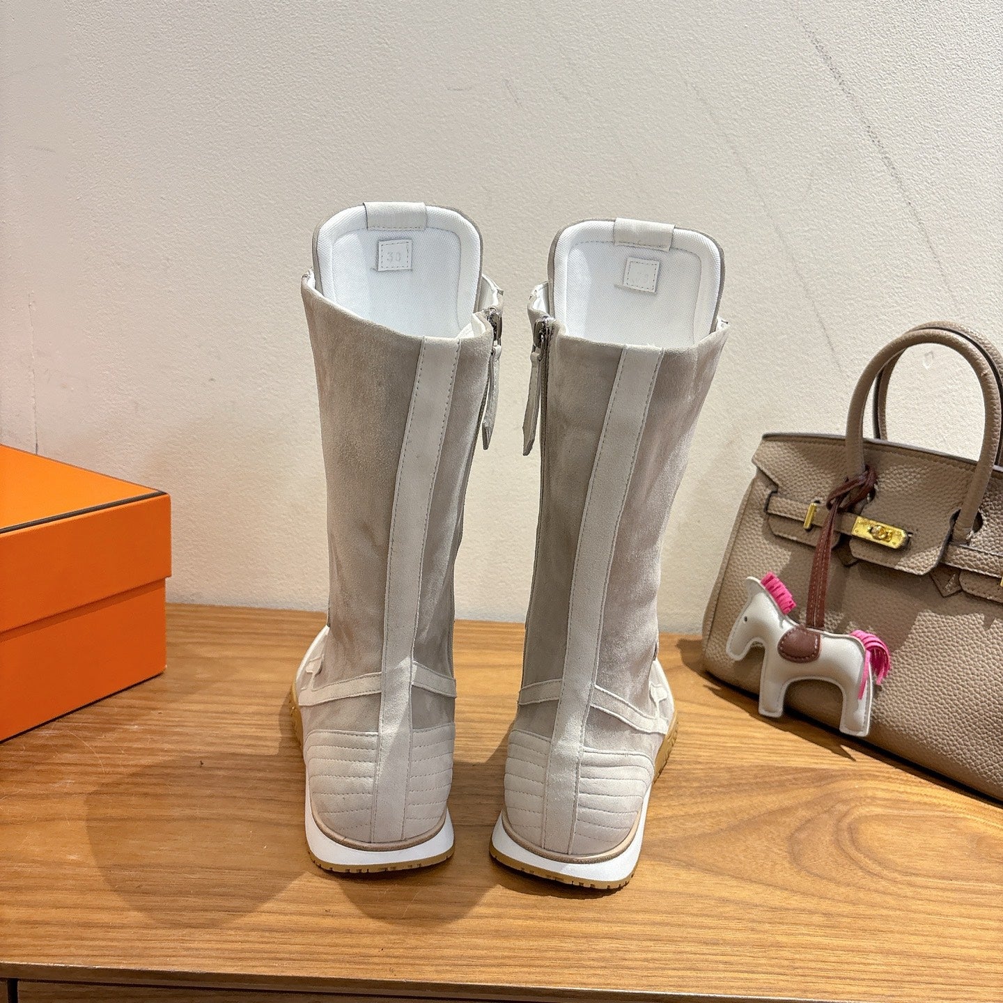 HM Lace Up Sneaker Taupe Calfskin Suede