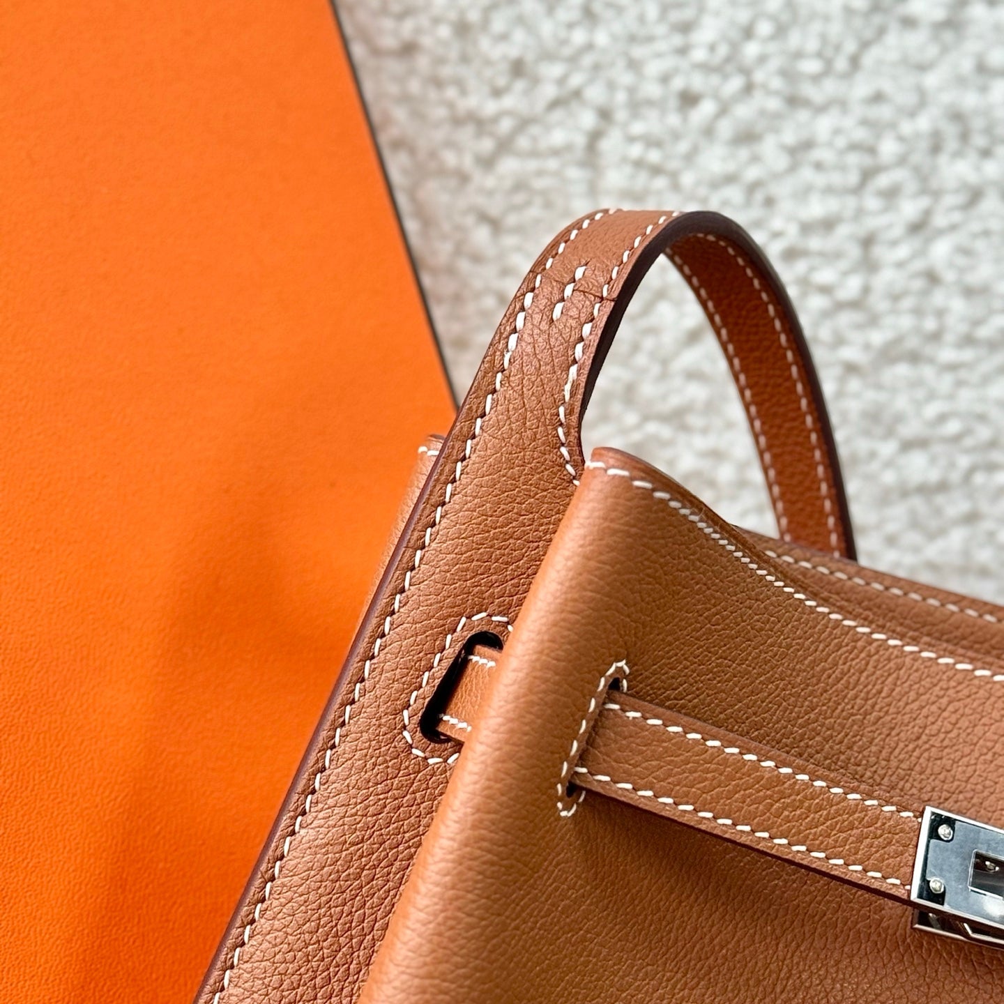 HM So Kelly Shoulder Bag 22cm Tan Brown Cowhide 284535