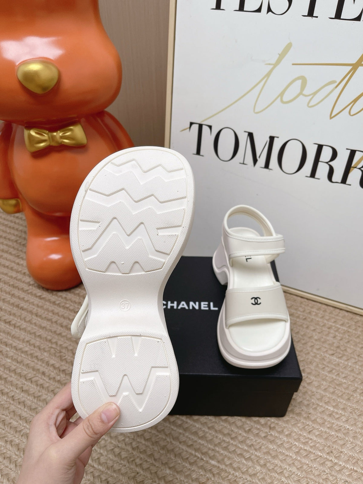 CC 26s Platform Sandals White Satin Rubber 901298