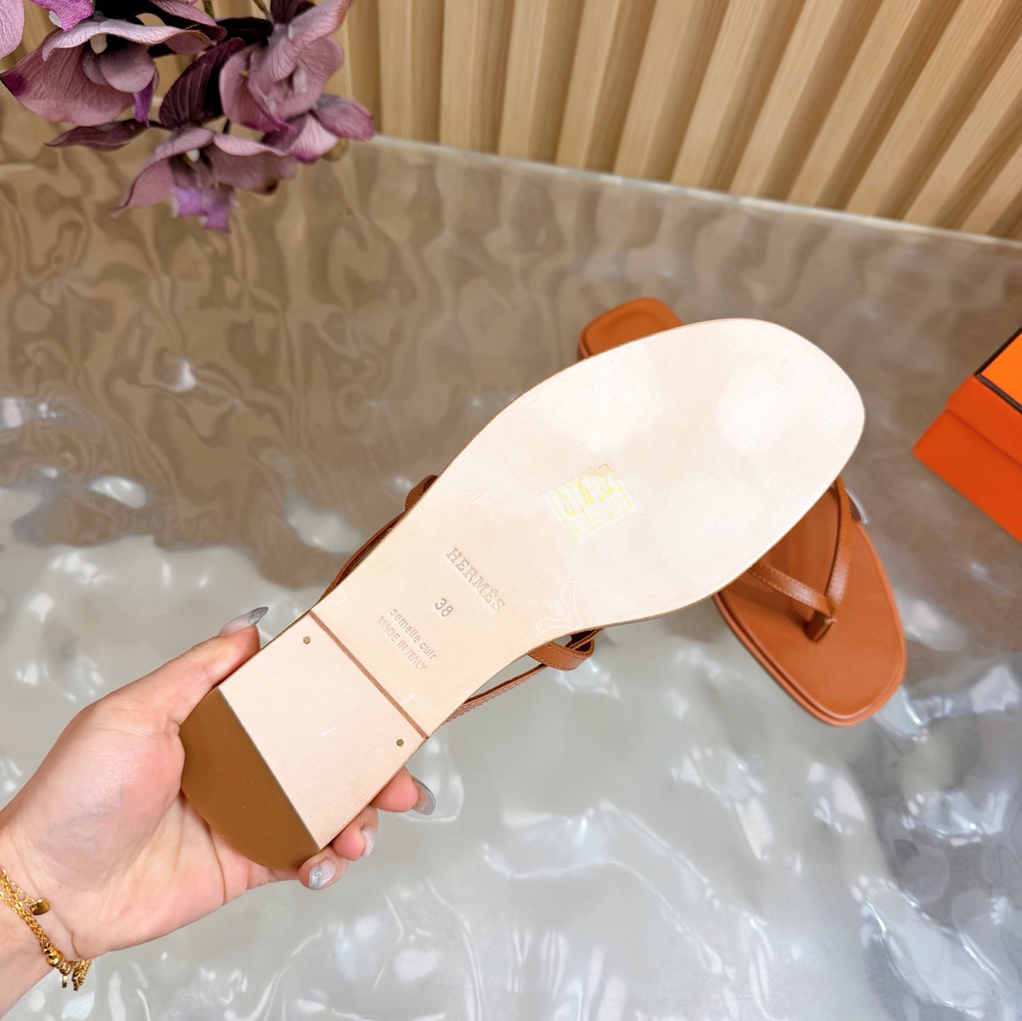 HM Miss Flip-Flops Camel Calfskin589206