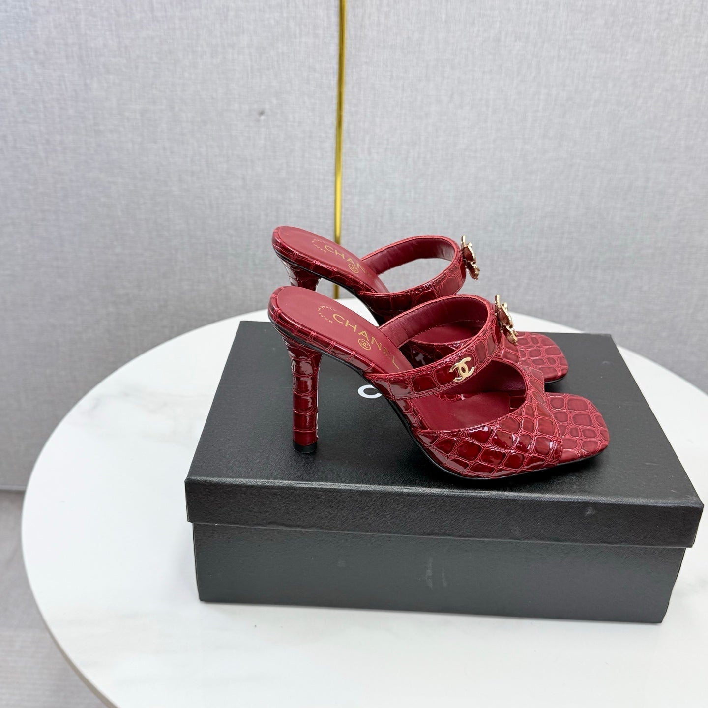 Chanel 2026 Crocodile Embossed Sandal 90mm Leather 904408