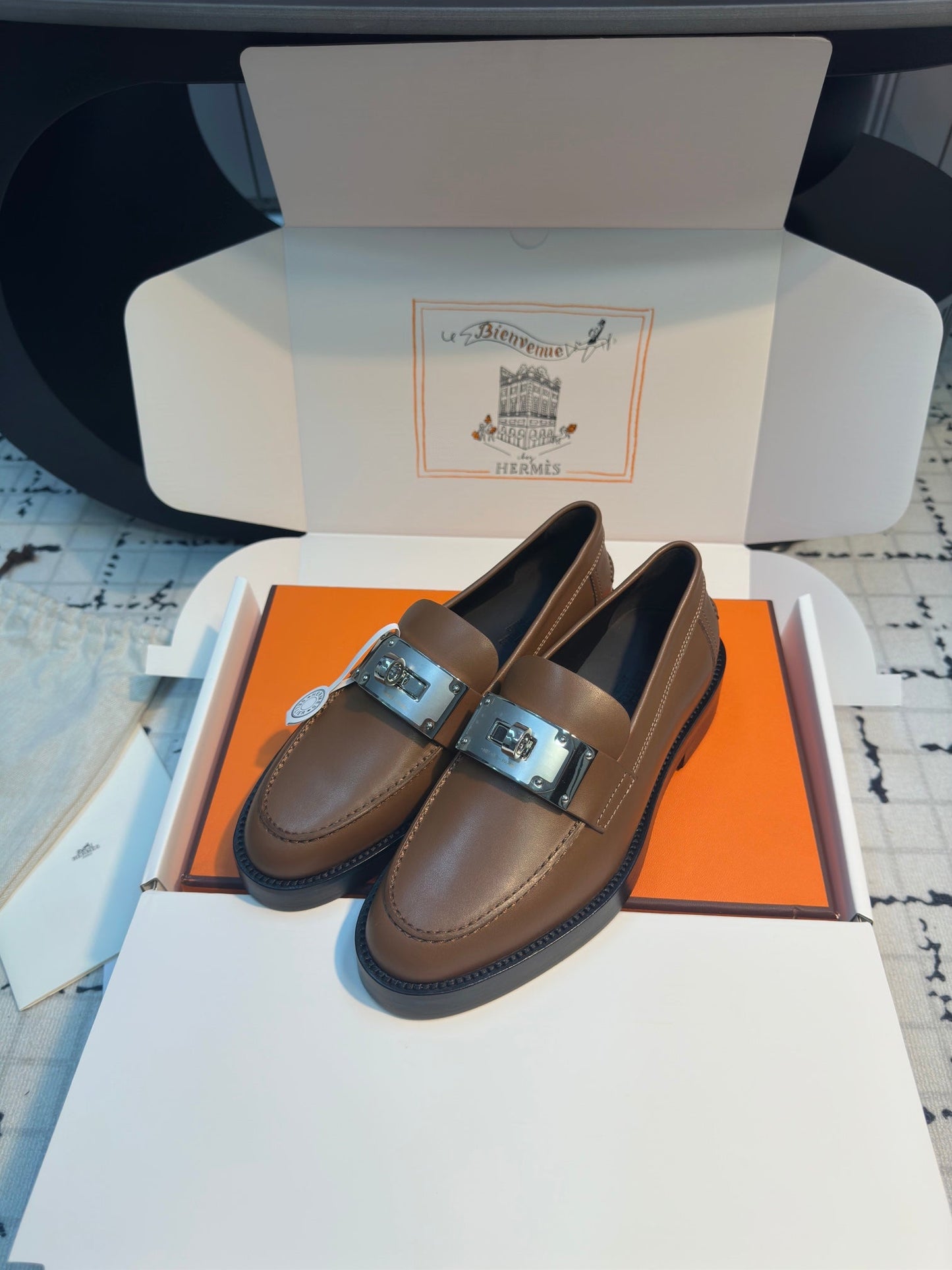HM Hot Loafer 30mm Brown Coffee Cowhide 970665