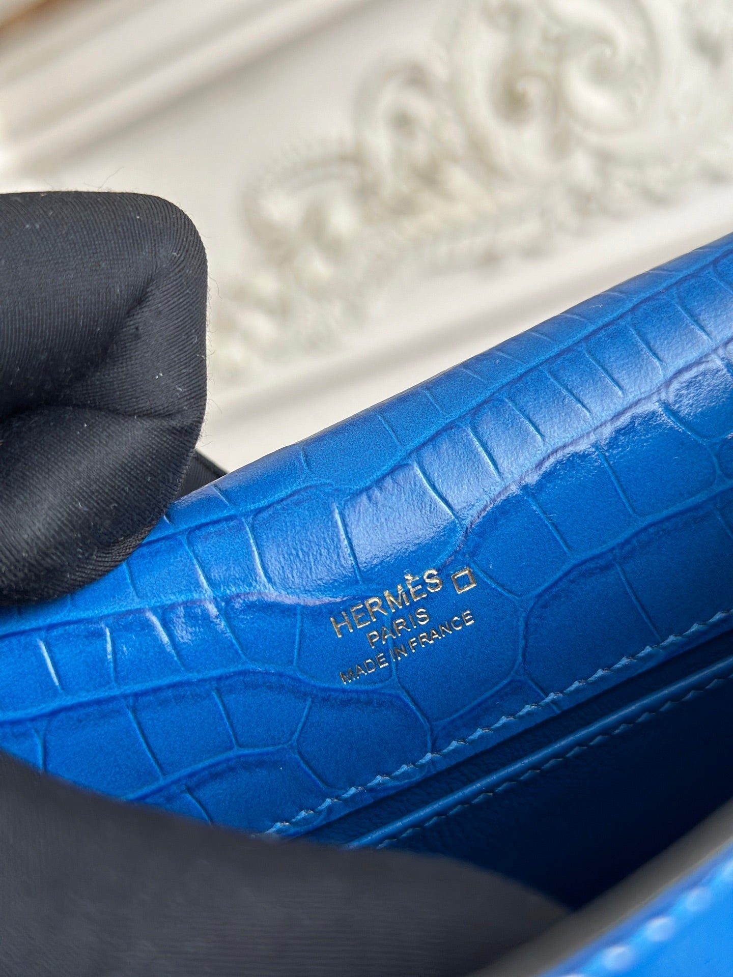 HM 26s Kelly Mini 22cm Dark Blue Croc Embossed Calfskin GHW (25days for production)