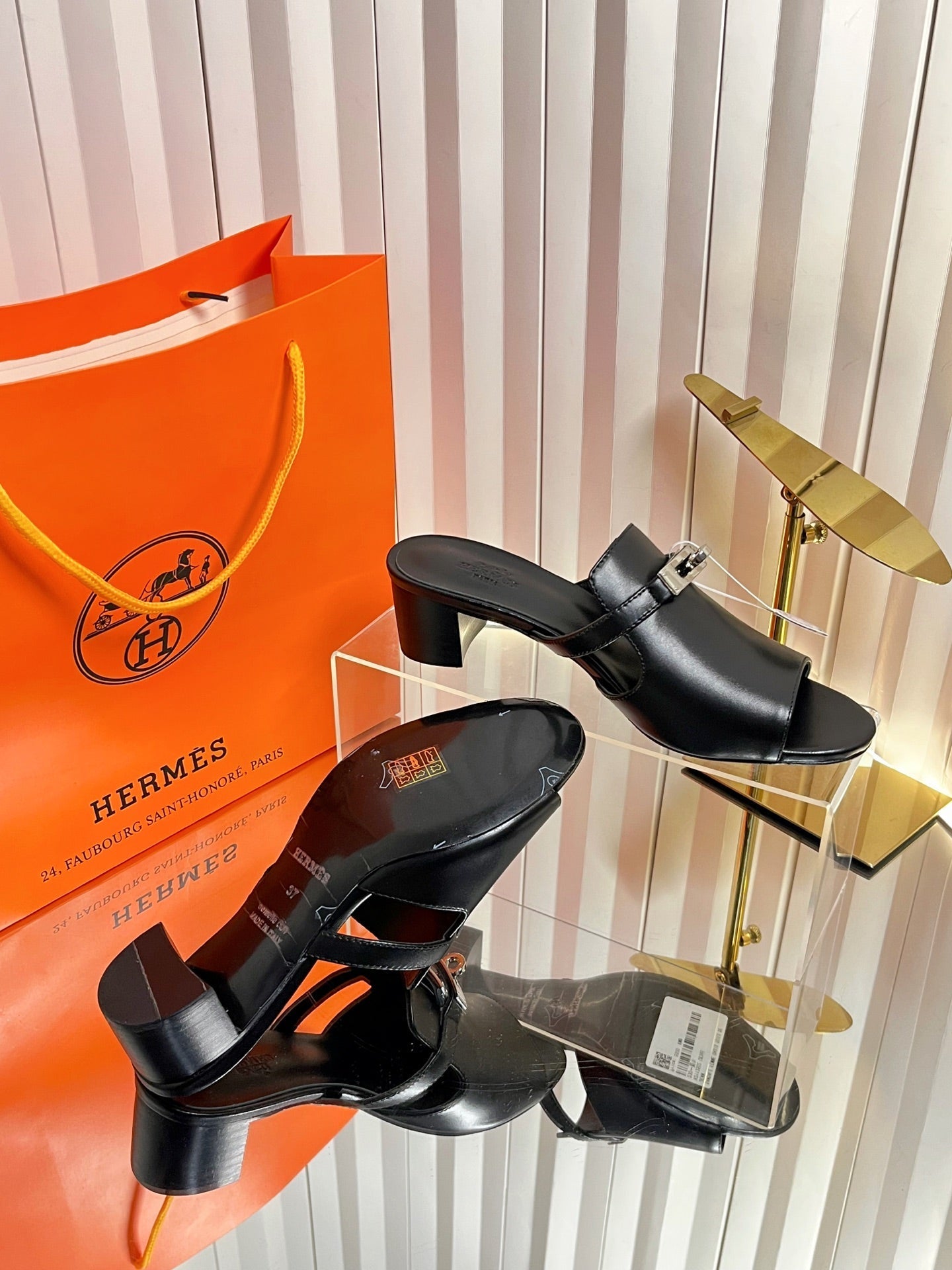 HM Candy Sandal 5cm Black Calfskin 616226