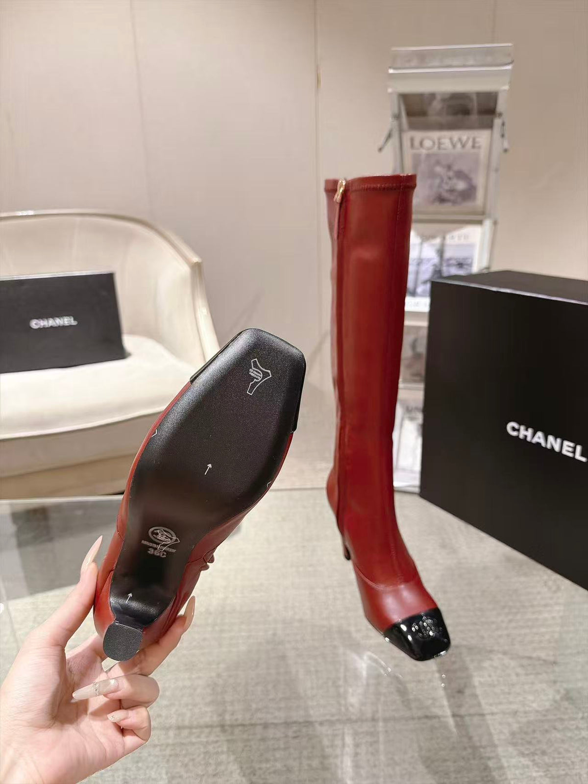 CC 26S Cap Toe Jumping Boots 8cm Burgundy Leather 117699
