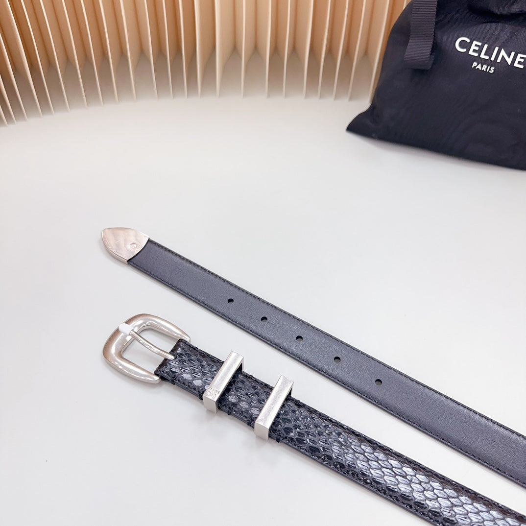 Medium Western Belt 25mm Black Snake Embossed Calfskin Shw