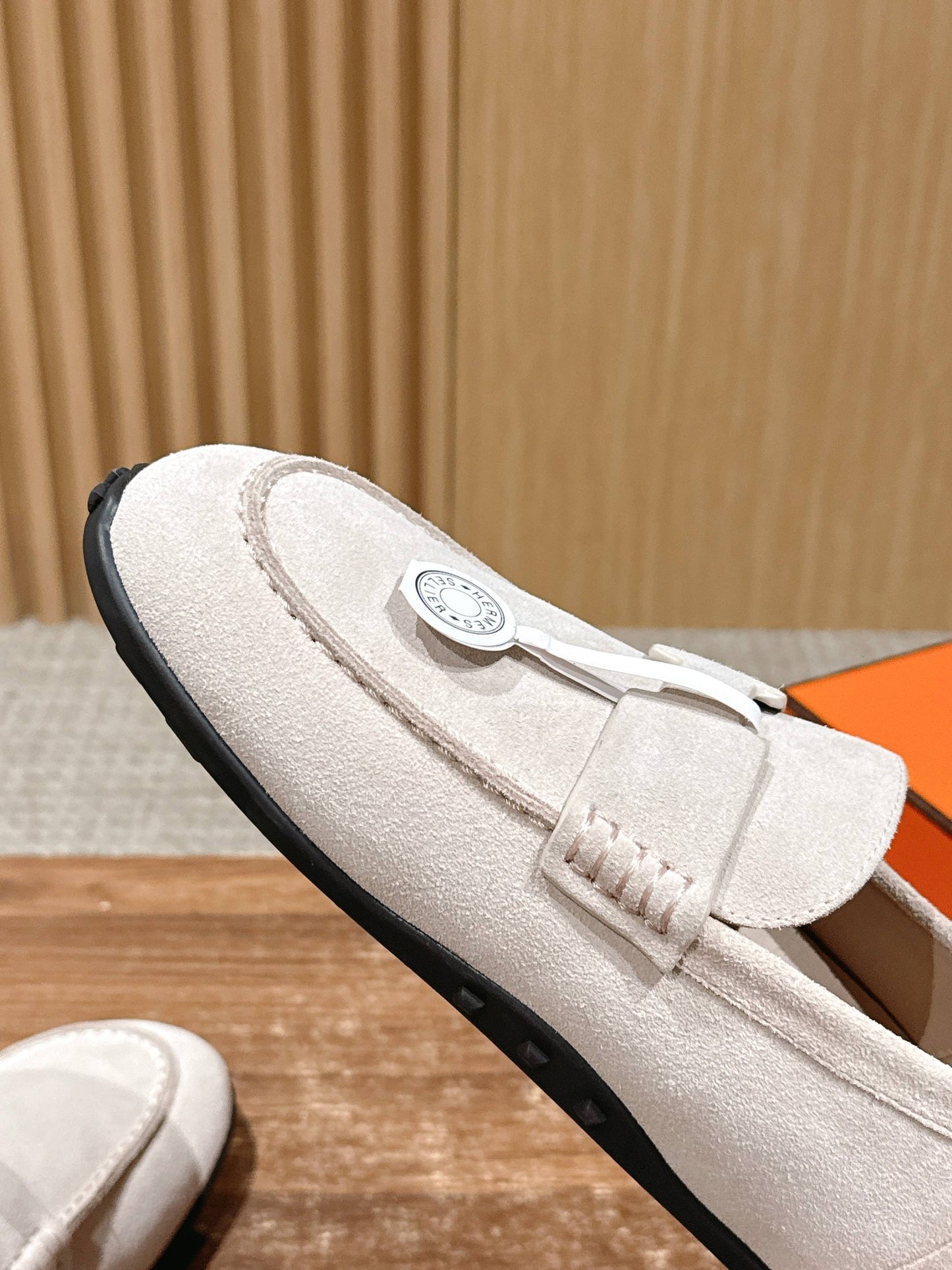 HM Lazy Loafers Light Mist Gray Suede 553760