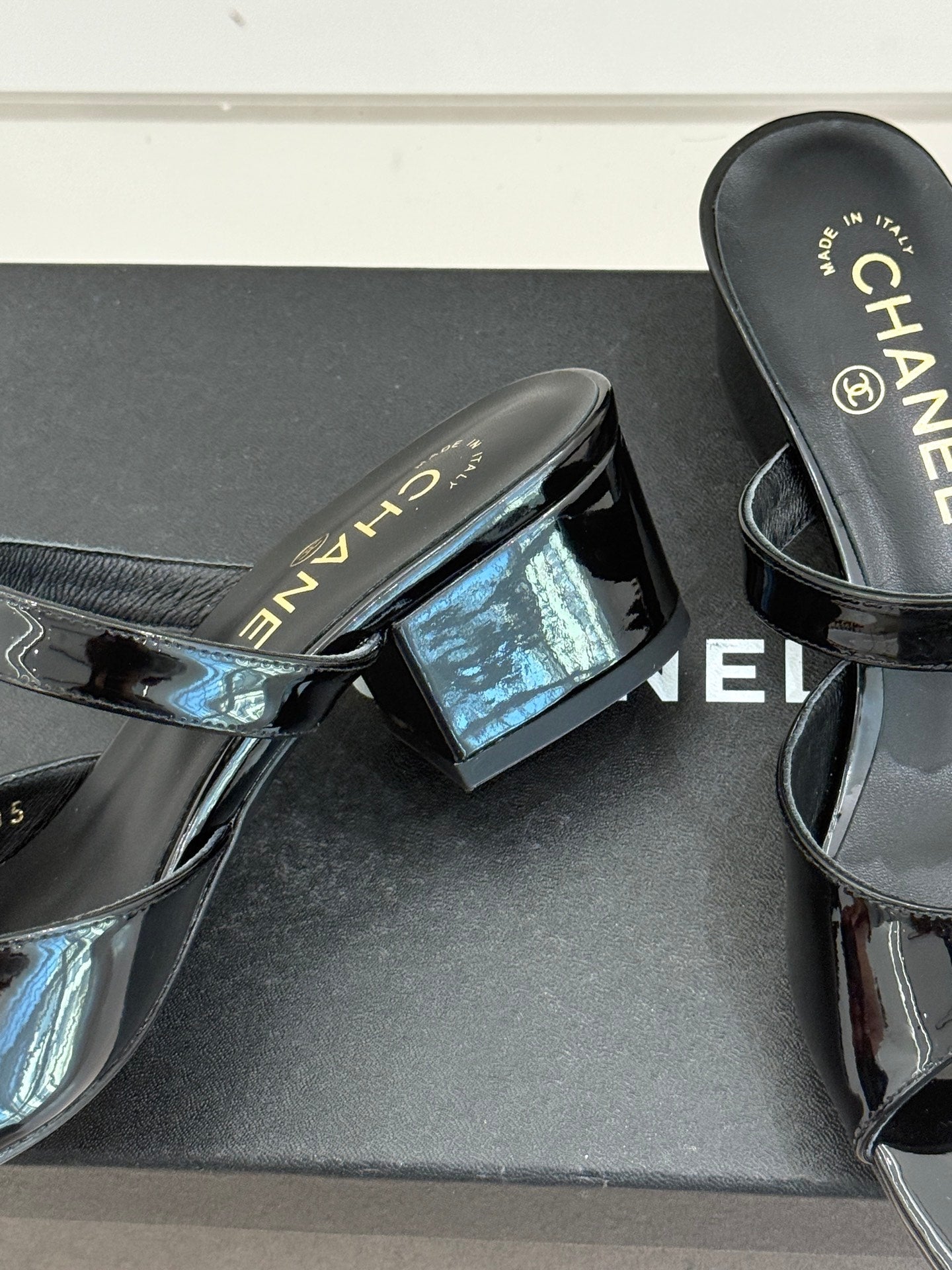 CC 26s High Heeled Sandals 45 Black Patent Leather 643031