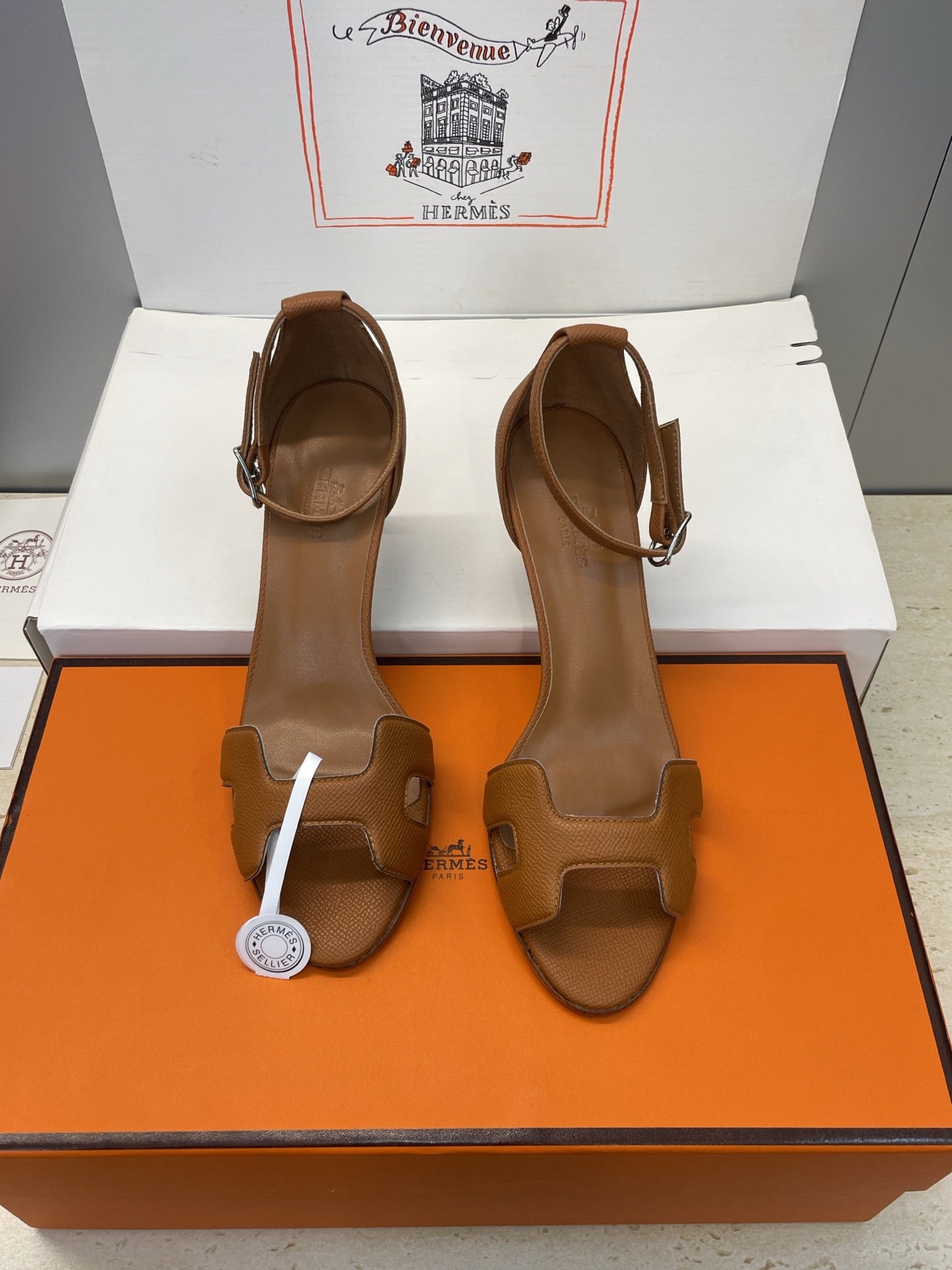 HM 26ss High Heel Sandals 70 Brown Cowhide 607117