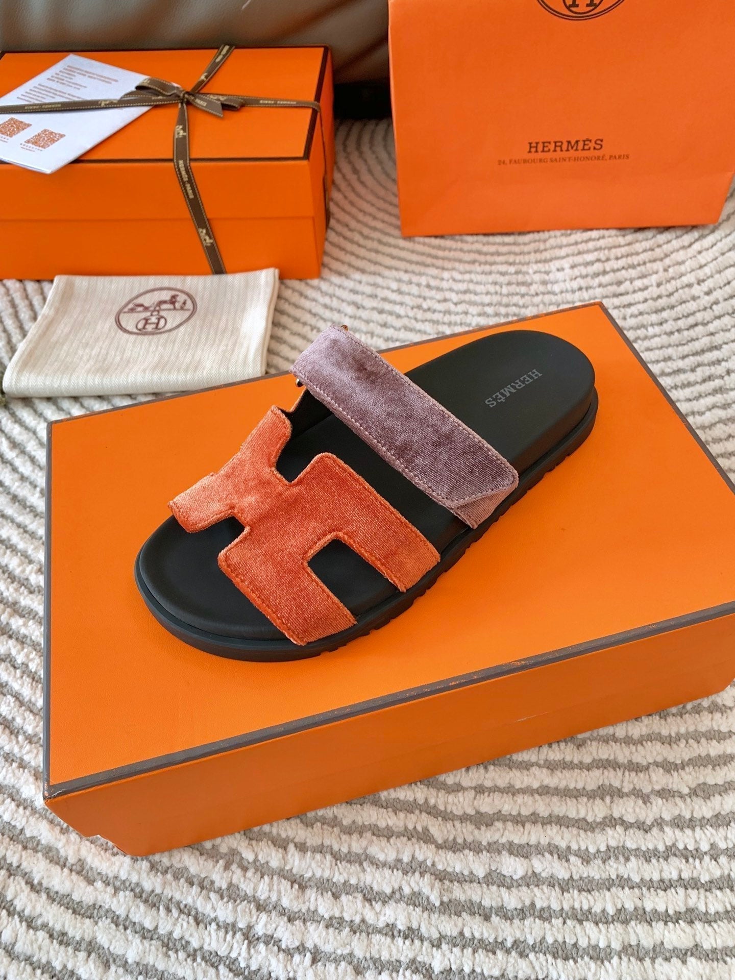 HM Chypre Sandal Red Orange Mix Purple Corduroy 963557