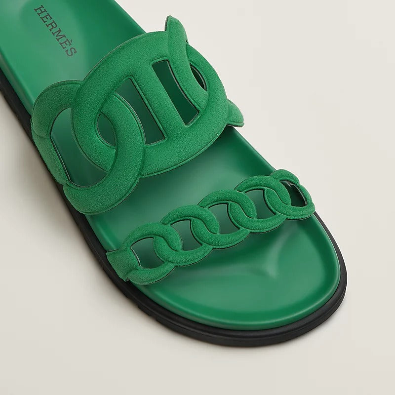 HM Extra Sandals Vert Jungle Black Suede Leather
