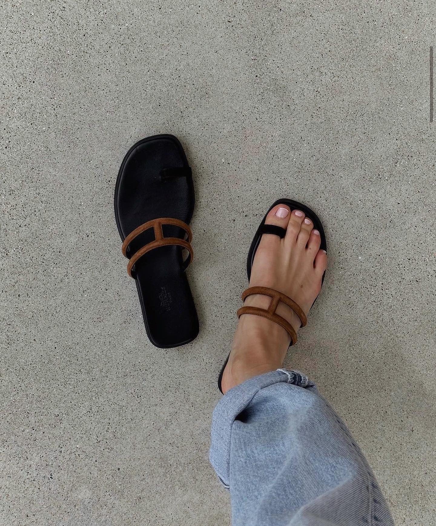 HM Georgia Sandals Brown Black Suede Leather