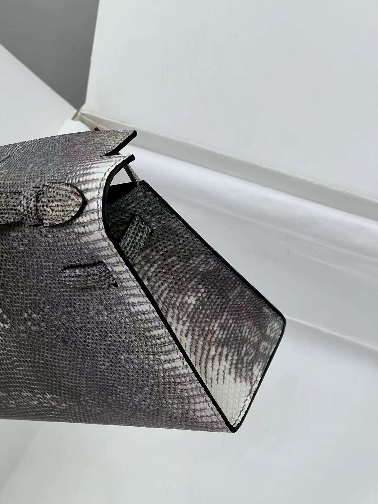 HM Kelly 22cm Black White Pochette Lizard