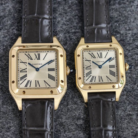 SANTOS DUMONT LADY GOLD CASE LEATHER STRAP