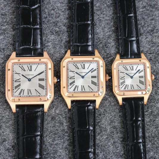 SANTOS DUMONT LADY PINK GOLD CASE LEATHER STRAP
