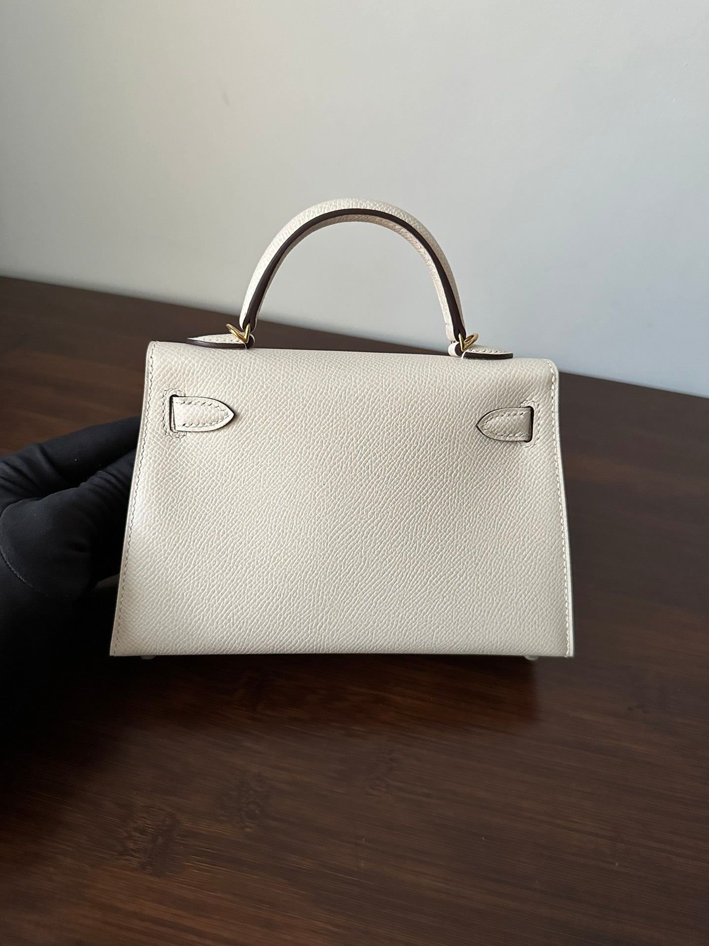 HM KELLY MINI 20 WHITE EPSOM GOLD HARDWARE 314875
