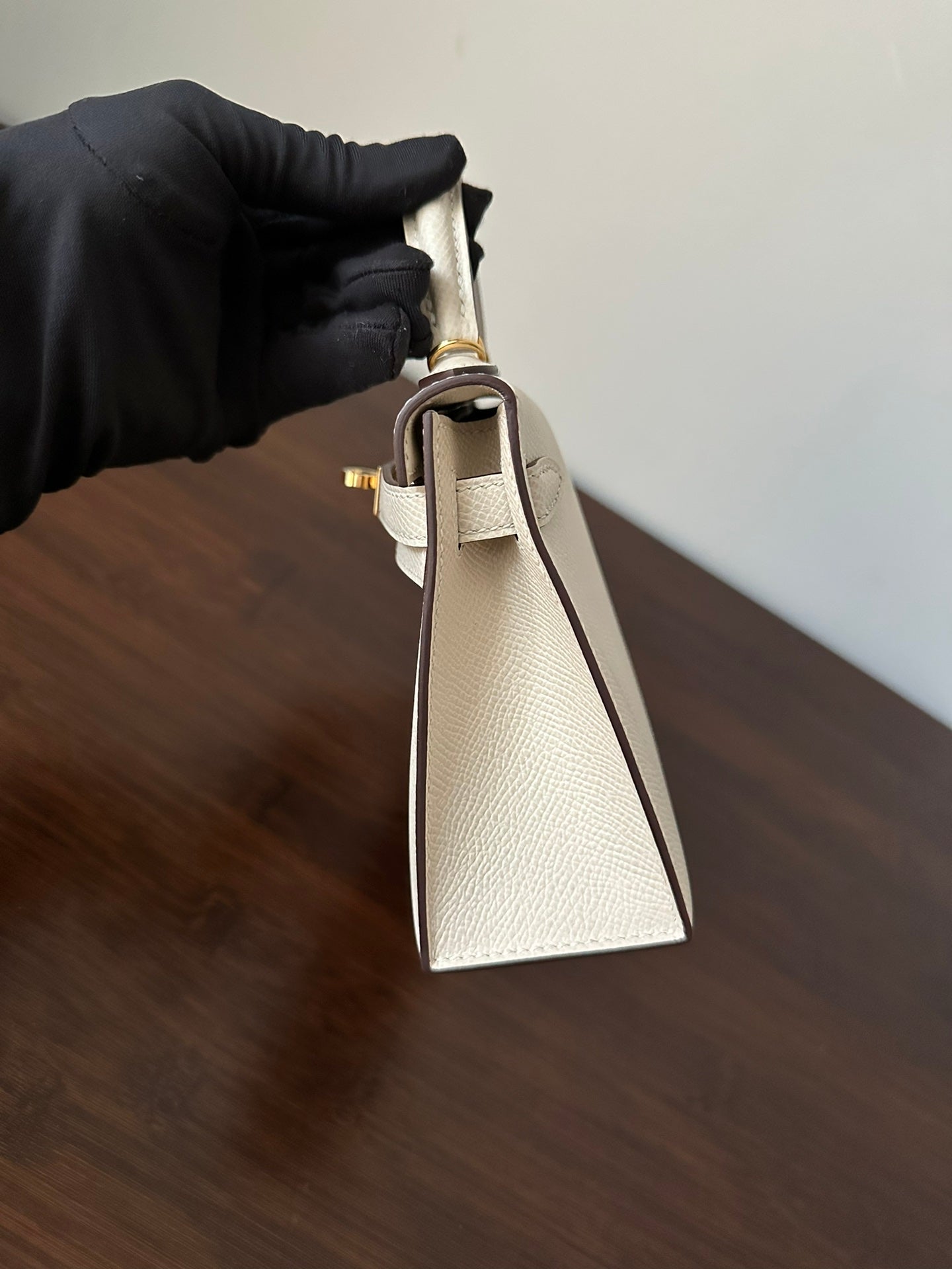 HM KELLY MINI 20 WHITE EPSOM GOLD HARDWARE 314875