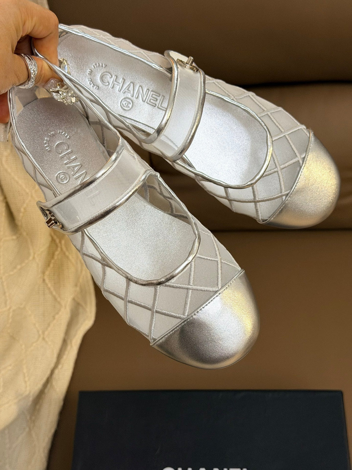 CC Coco Beach 2026 Mesh Mary Jane Silver Cowhide 888709