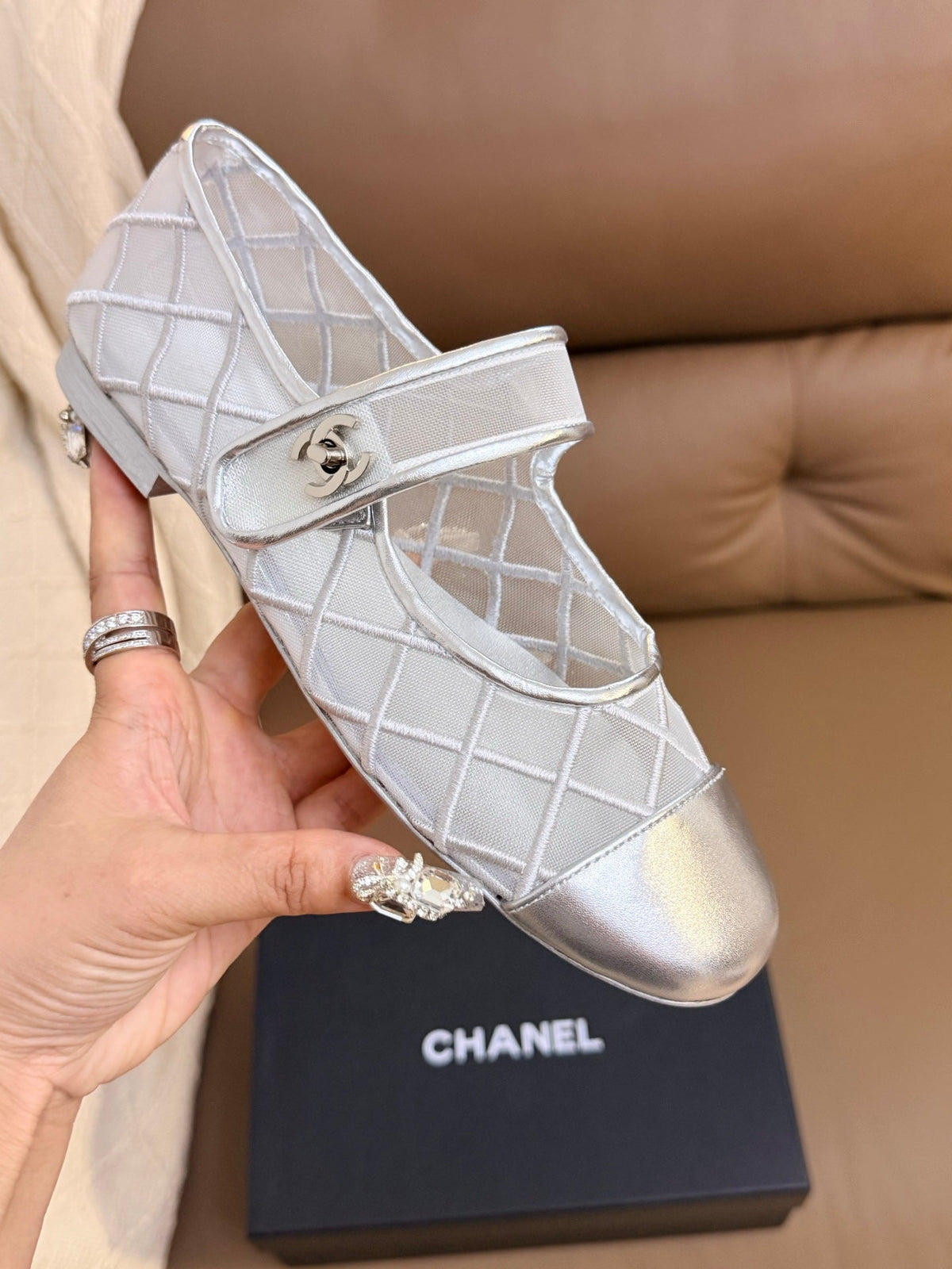 CC Coco Beach 2026 Mesh Mary Jane Silver Cowhide 888709
