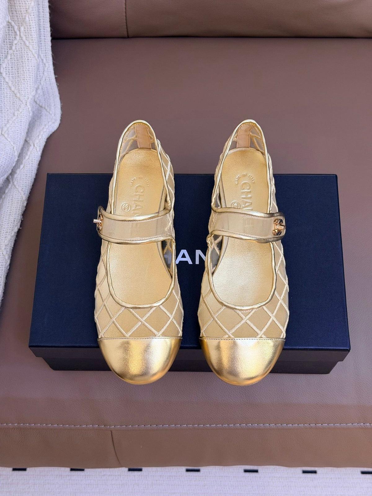 CC Coco Beach 2026 Mesh Mary Jane Gold Cowhide 888708