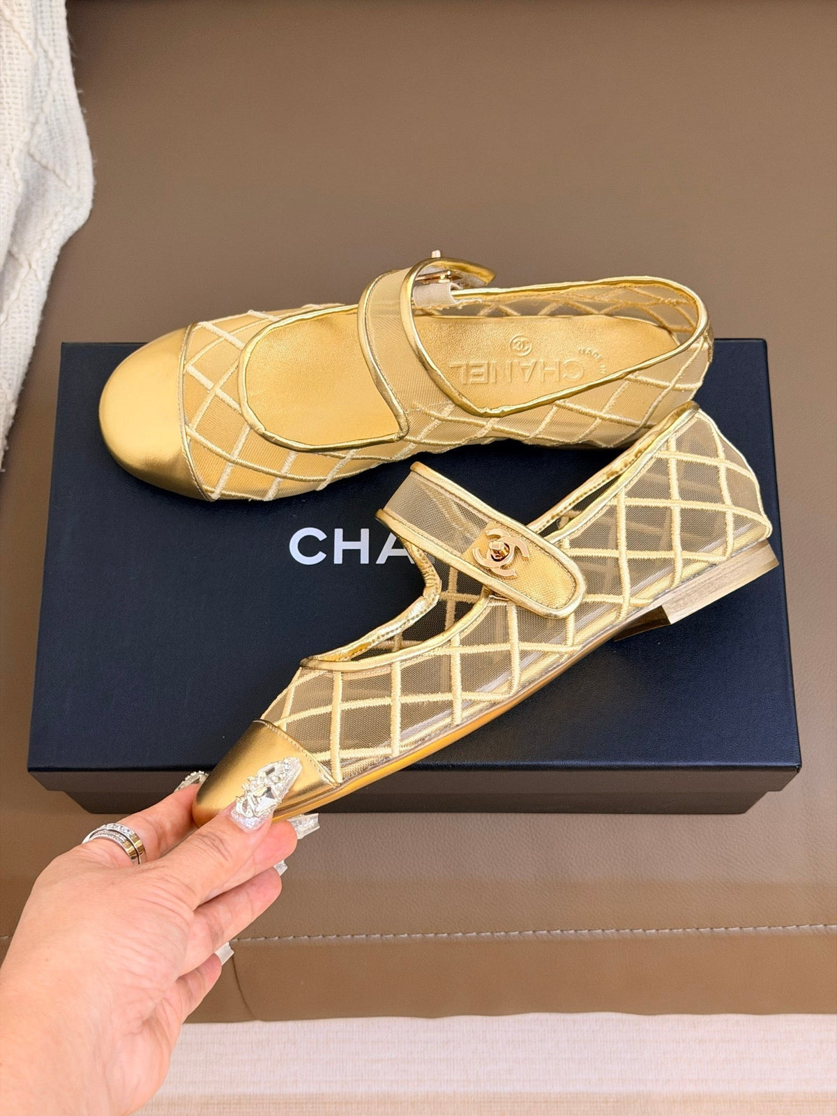 CC Coco Beach 2026 Mesh Mary Jane Gold Cowhide 888708