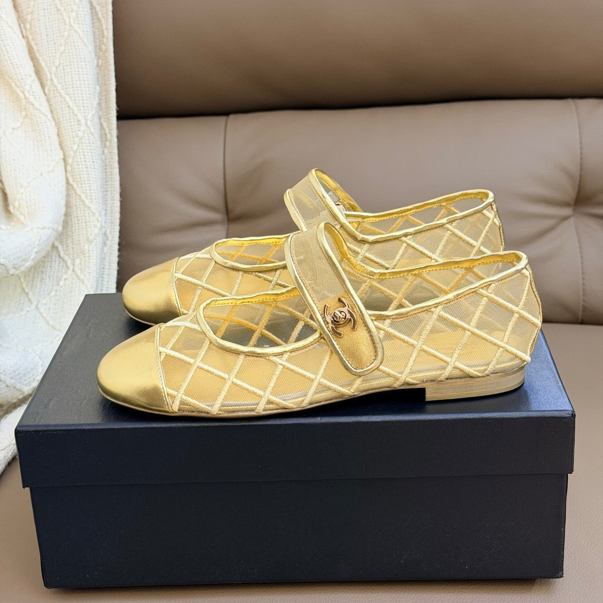 CC Coco Beach 2026 Mesh Mary Jane Gold Cowhide 888708