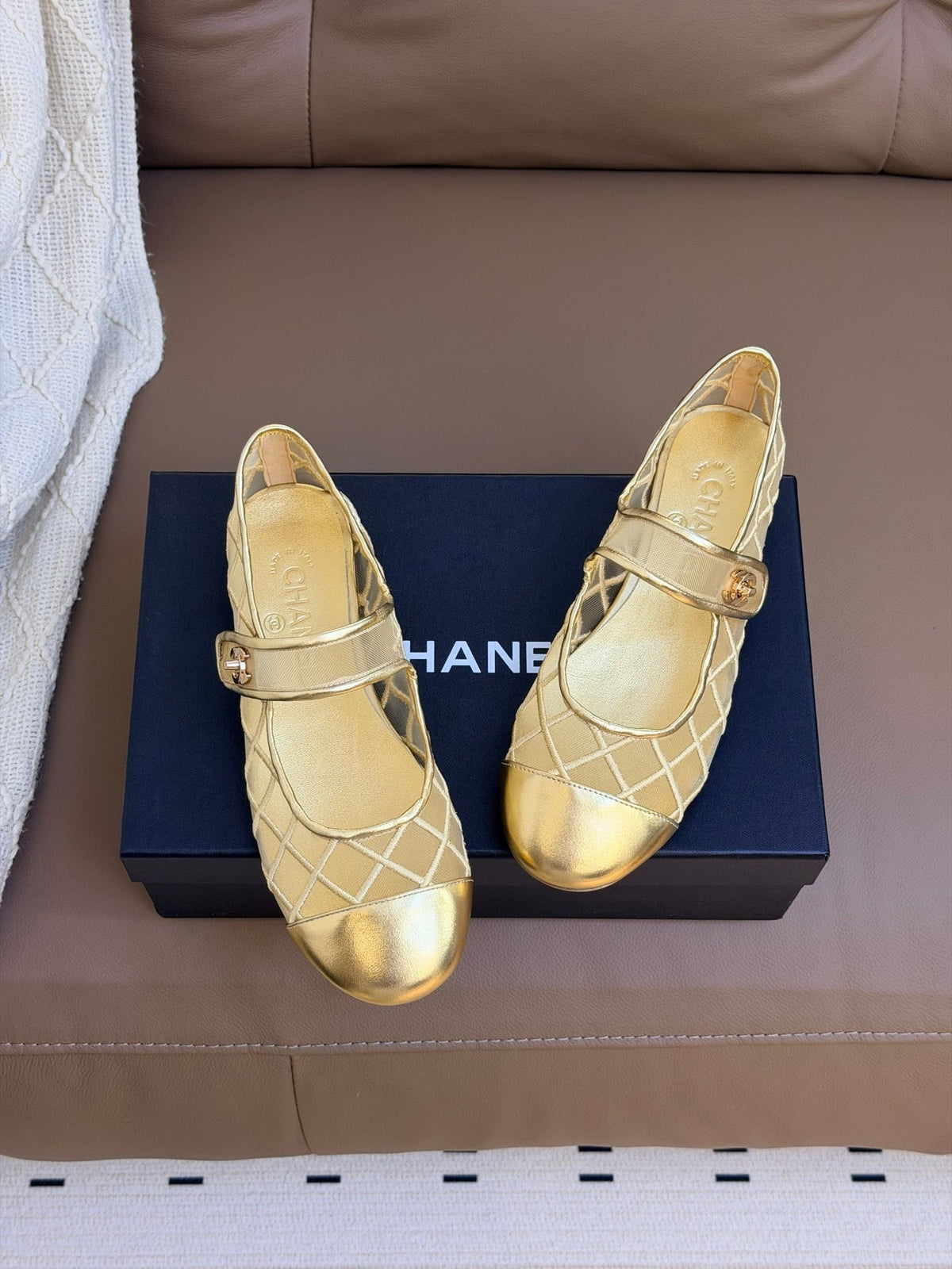 CC Coco Beach 2026 Mesh Mary Jane Gold Cowhide 888708