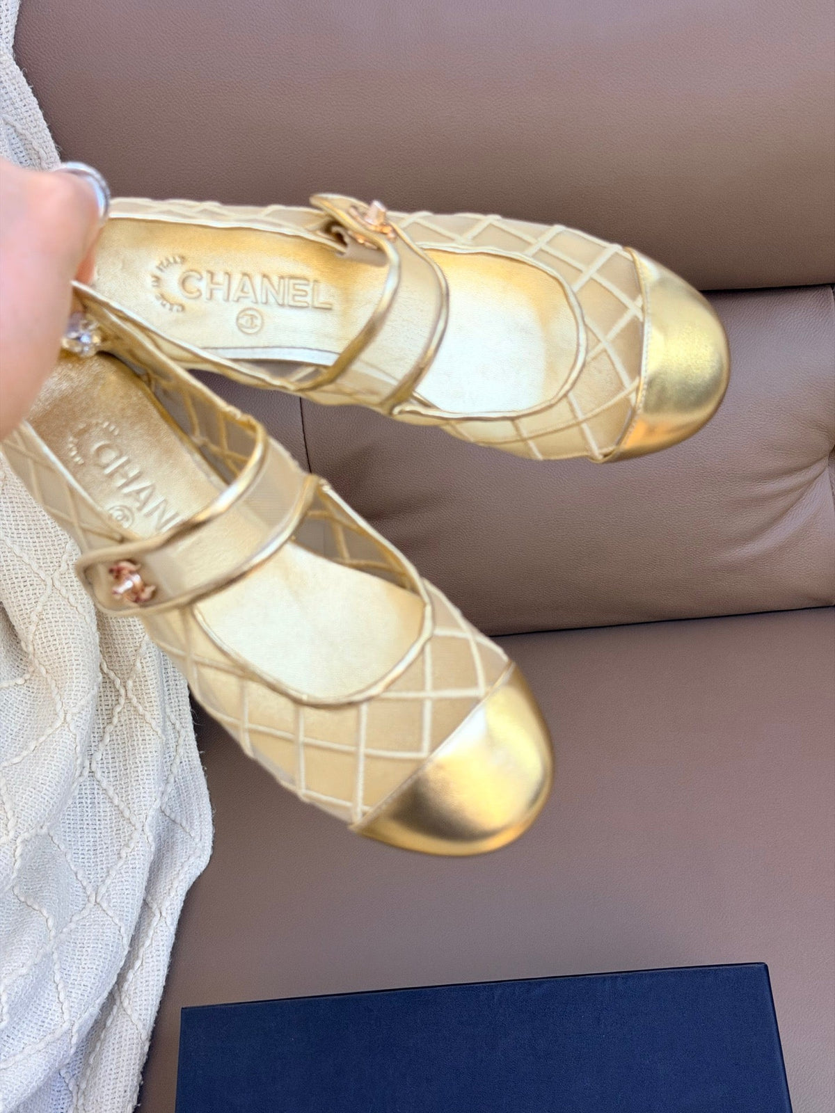 CC Coco Beach 2026 Mesh Mary Jane Gold Cowhide 888708