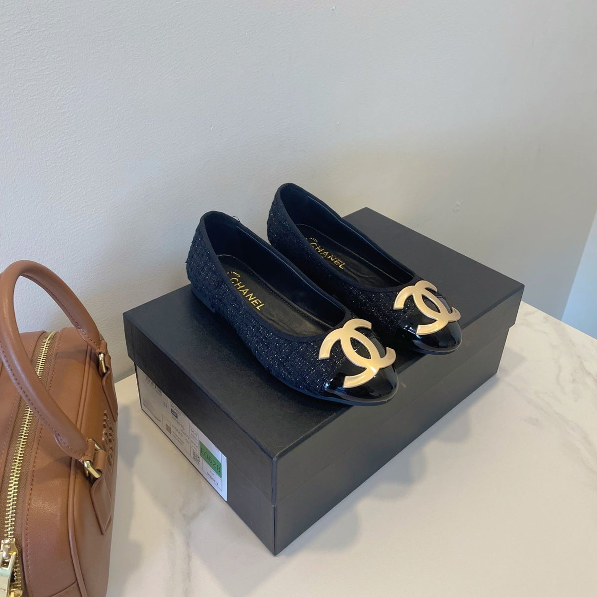 CC 26P Ballet Flats Black Tweed & Patent Leather 890836