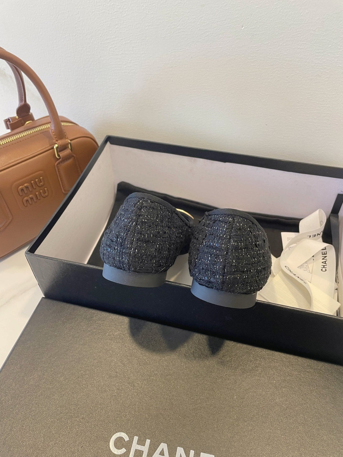 CC 26P Ballet Flats Black Tweed & Patent Leather 890836