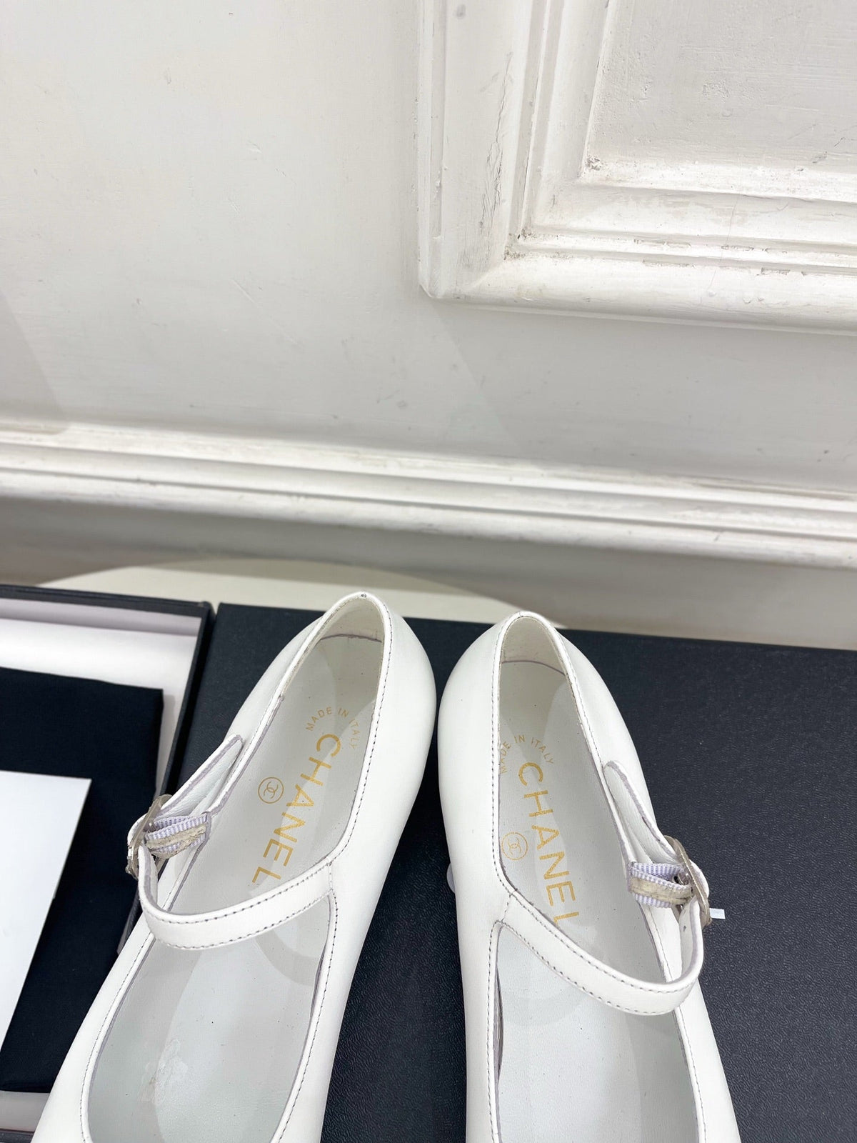 CC Square Toe Mary Jane Flats 2.5cm White Lambskin Leather 892197