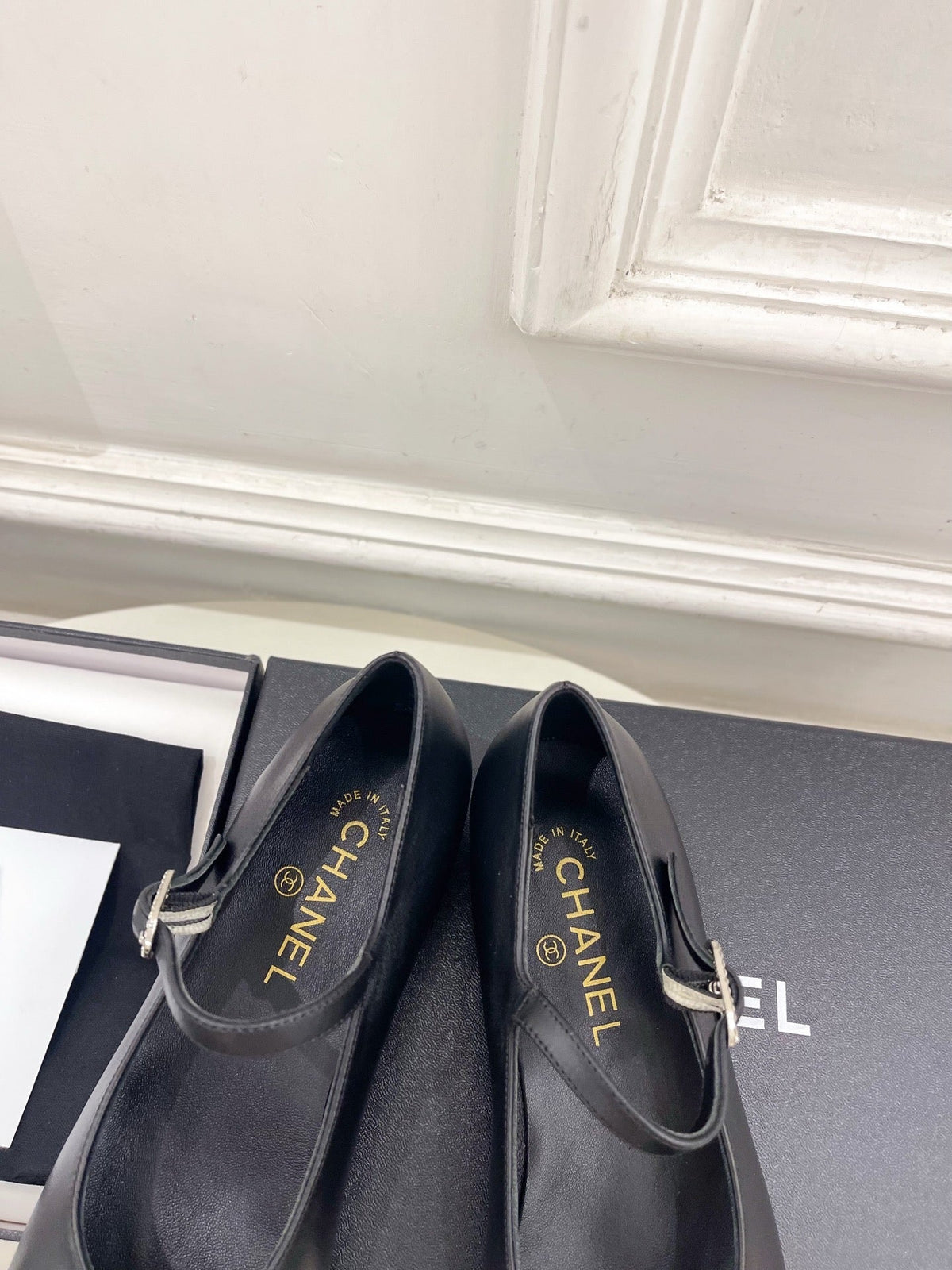 CC Square Toe Mary Jane Flats 2.5cm Black Lambskin Leather 892196