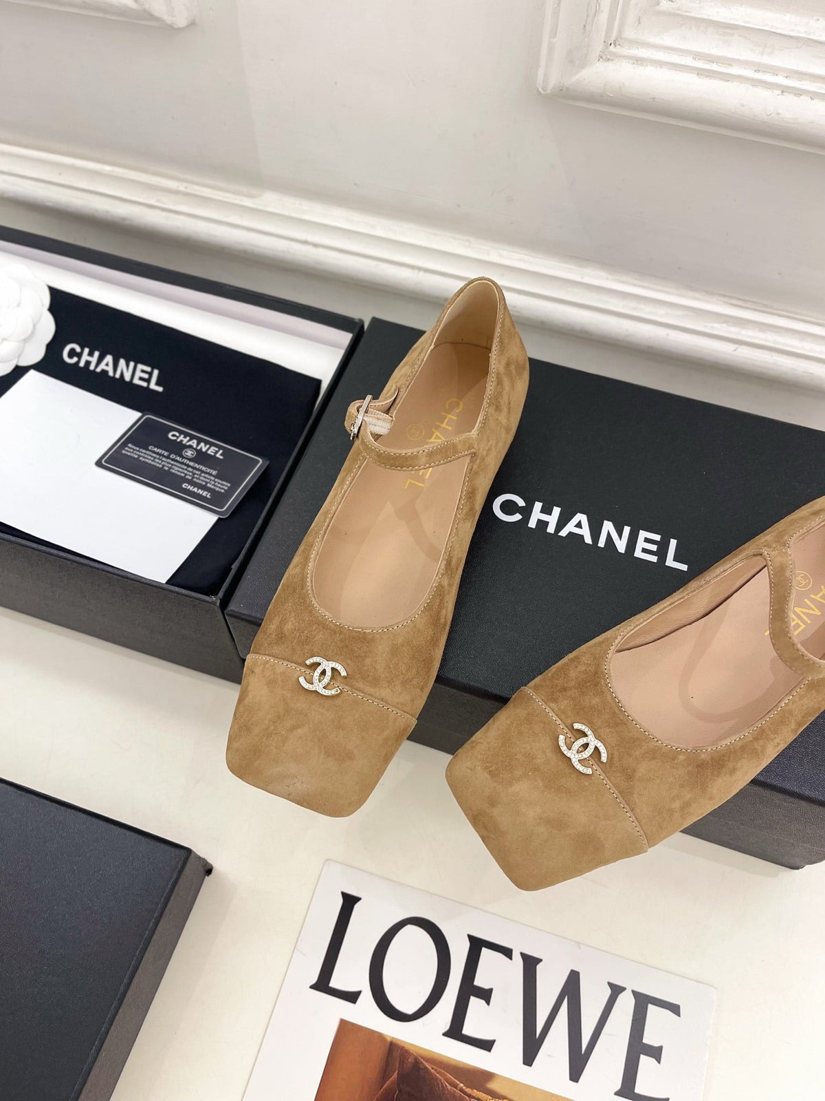 CC Square Toe Mary Jane Flats 2.5cm Brown Suede 891751