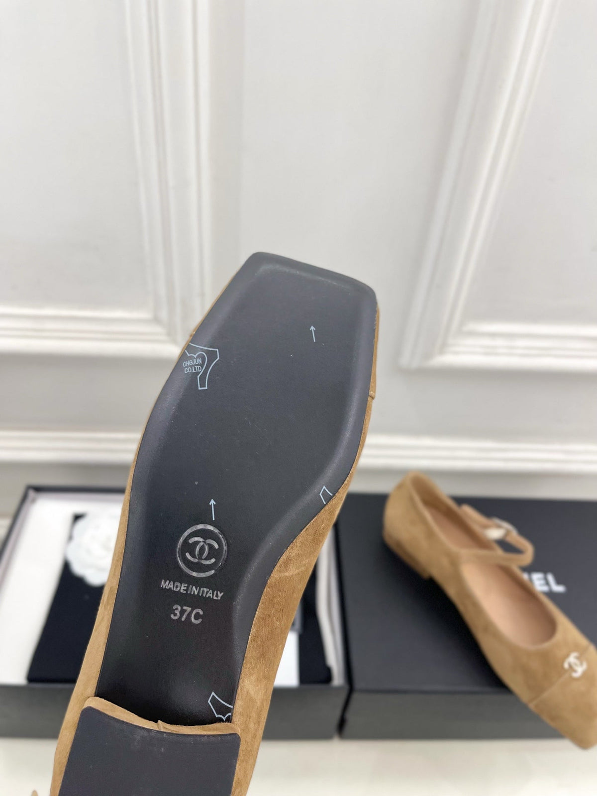 CC Square Toe Mary Jane Flats 2.5cm Brown Suede 891751