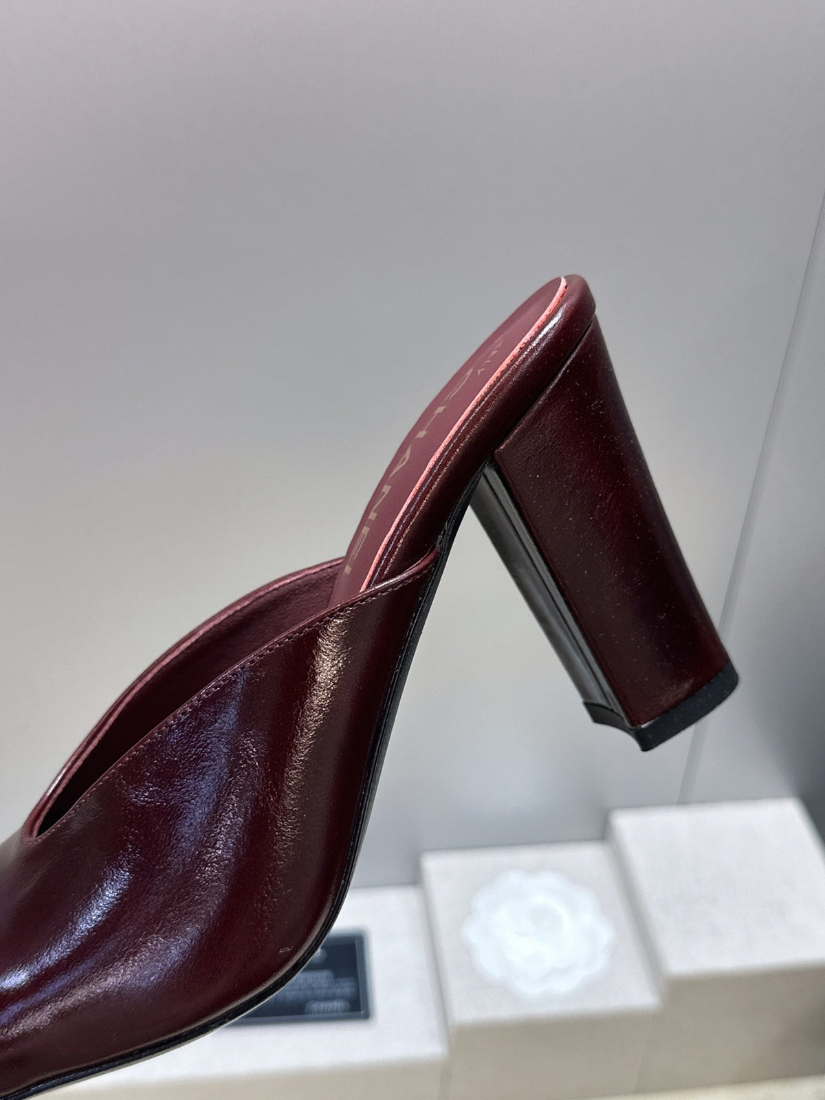 CC Cap Toe Mules 90mm Burgundy Patent Leather 896856